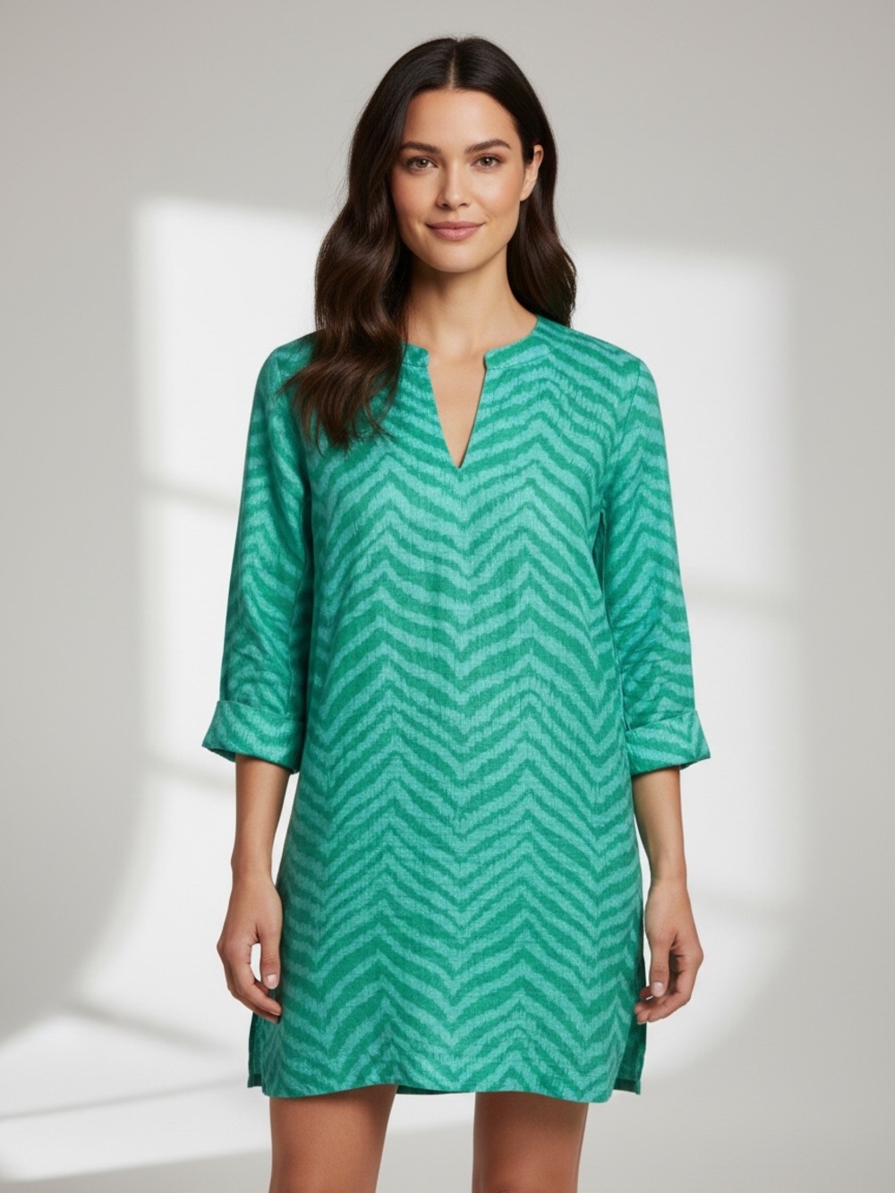Lilly Pulitzer XS blue green zebra print tunic/mini dress Marco Island Linen